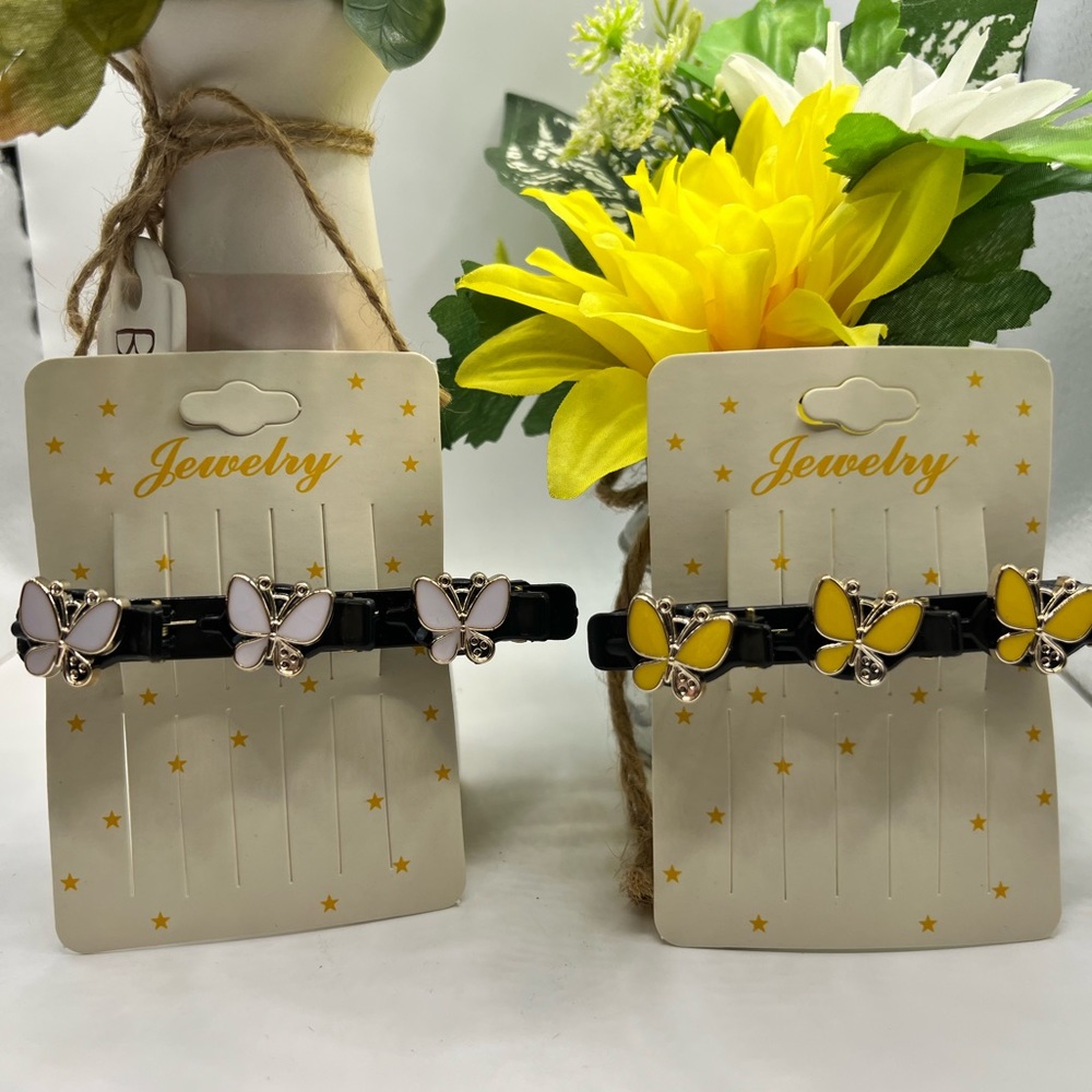 Set of 2 Butterfly Braided Hair clips‎ NEW